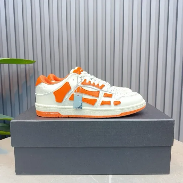 Amiri Skel Top Low Blanc Orange Jaula Esquelettique Chaussures Lifestyle 5