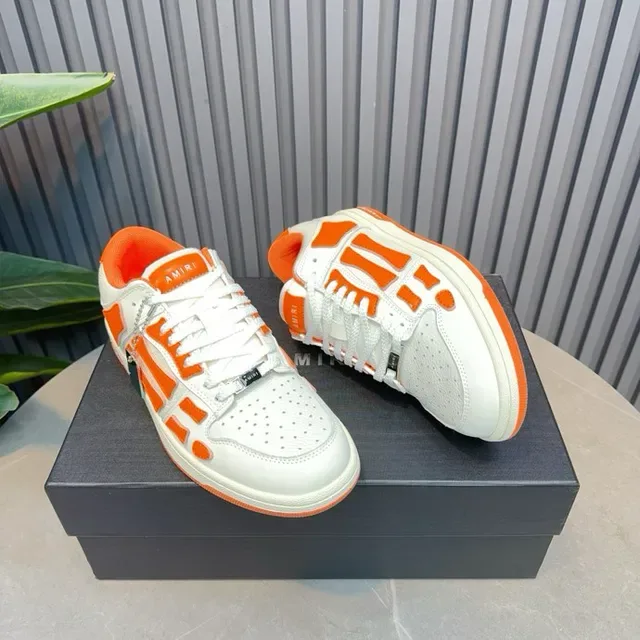 Amiri Skel Top Low Blanc Orange Jaula Esquelettique Chaussures Lifestyle 6