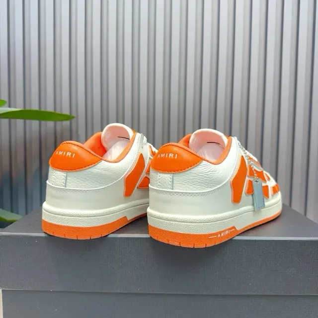 Amiri Skel Top Low Blanc Orange Jaula Esquelettique Chaussures Lifestyle 7
