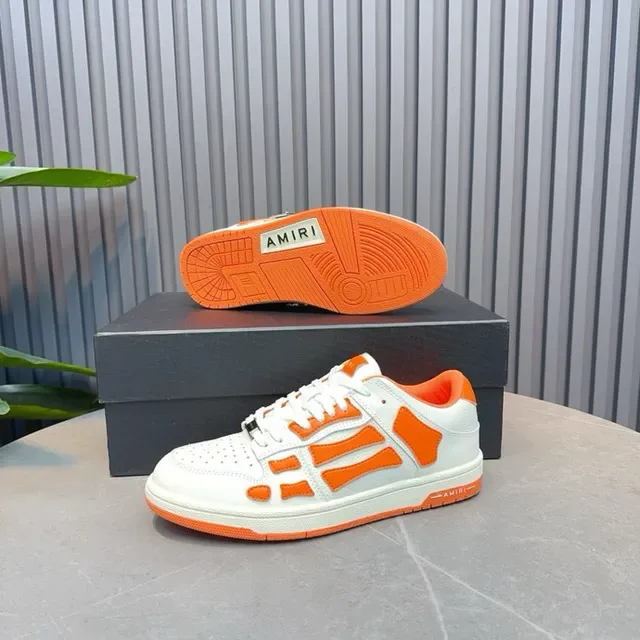 Amiri Skel Top Low Blanc Orange Jaula Esquelettique Chaussures Lifestyle 8