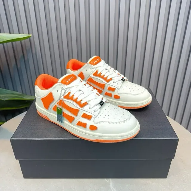 Amiri Skel Top Low Blanc Orange Jaula Esquelettique Chaussures Lifestyle 9