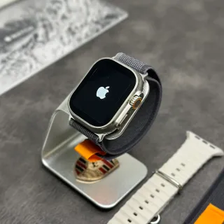 Apple Gray Orange Rugged Titanium Case Woven Nylon Strap Sports Watch
