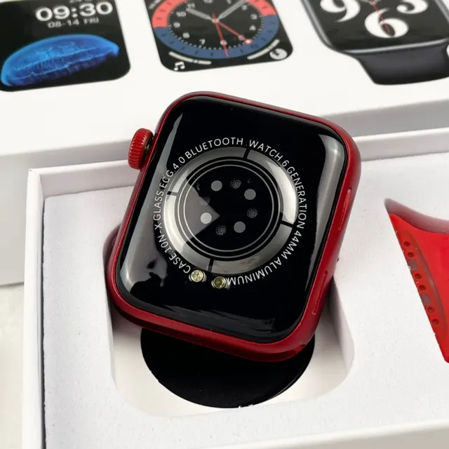 Apple SE Funda Cuadrada Roja Negra Carcasa de Aluminio Reloj Deportivo 4