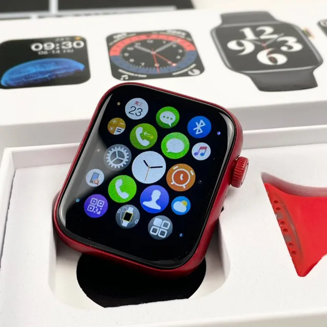 Apple SE Funda Cuadrada Roja Negra Carcasa de Aluminio Reloj Deportivo 6