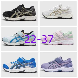 ASICS أسود ذهبي أحذية جري منخفضة الكعب مع وجه علوي شبكي وصناعي