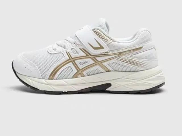 ASICS أسود ذهبي أحذية جري منخفضة الكعب مع وجه علوي شبكي وصناعي 24