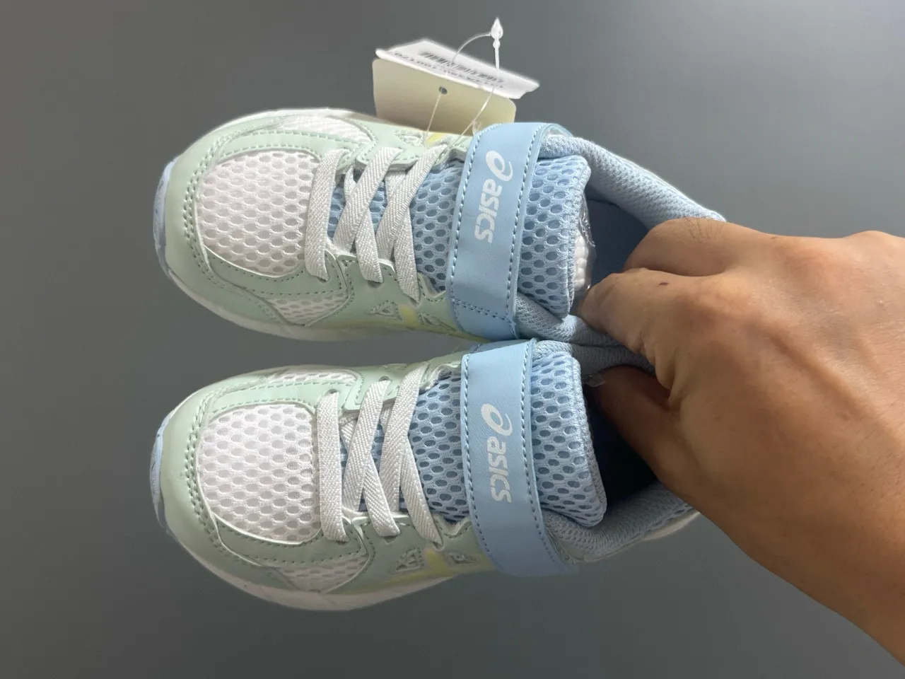 ASICS Gel-Kayano Junior Tênis de corrida Azul Branco Low-Top Fechamento de alça Velcro 10