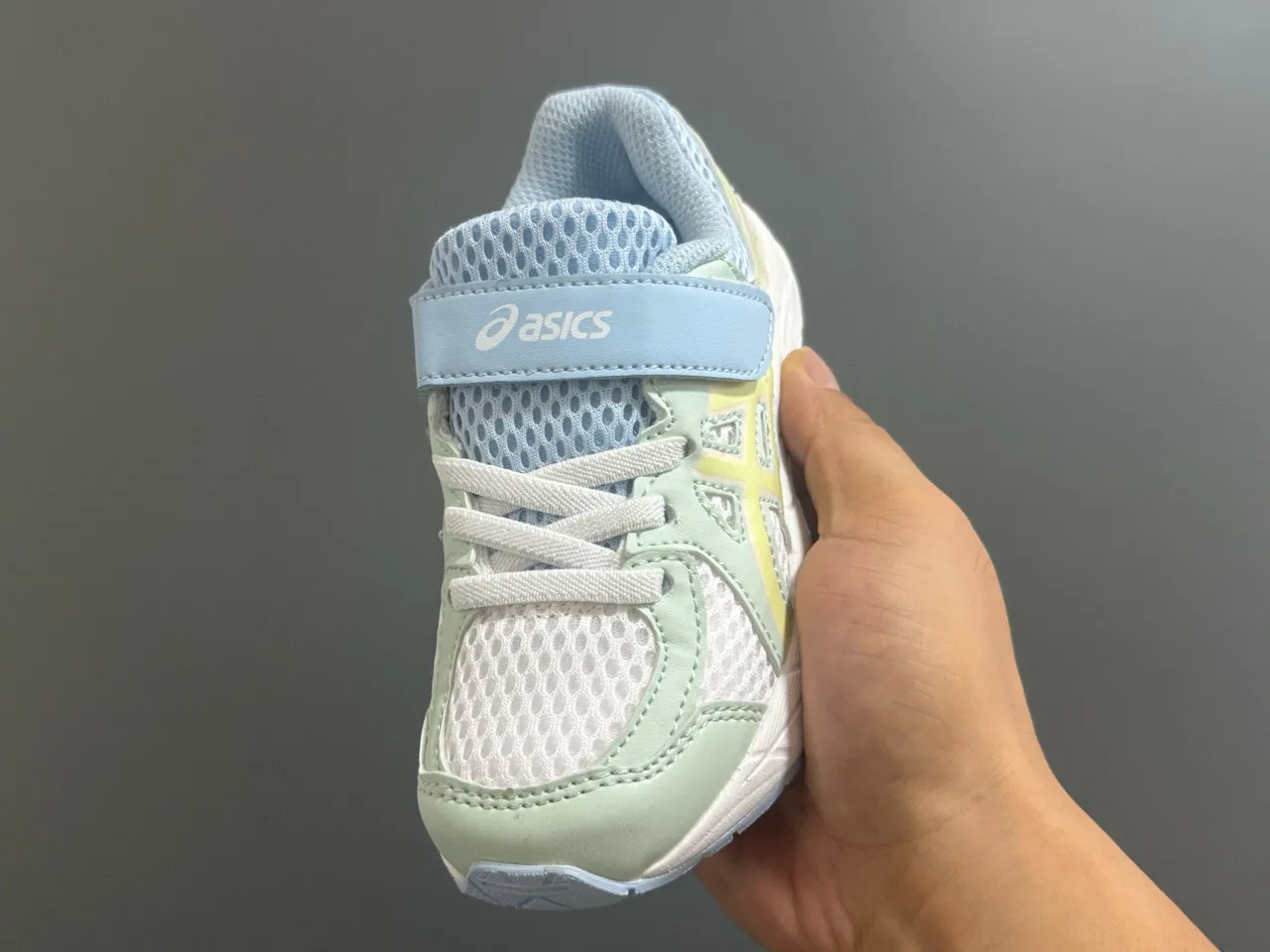 ASICS Gel-Kayano Junior Tênis de corrida Azul Branco Low-Top Fechamento de alça Velcro 12