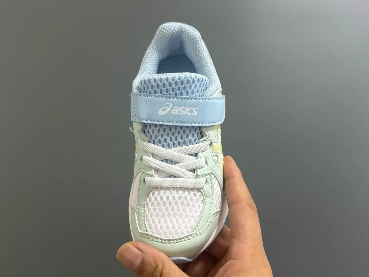 ASICS Gel-Kayano Junior Tênis de corrida Azul Branco Low-Top Fechamento de alça Velcro 15
