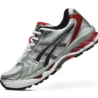 ASICS Gel-Kayano Silver and Red Running Shoes