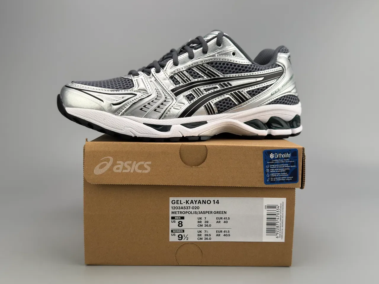 ASICS Gel-Kayano Silver Black White Running Shoes 2