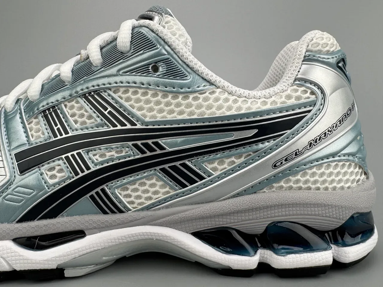 ASICS Gel-Kayano Silver White Black Running Shoes 5