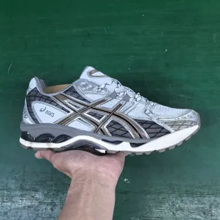 ASICS Gel-Kayano White Silver Mesh And Synthetic Overlay Construction Running Shoes
