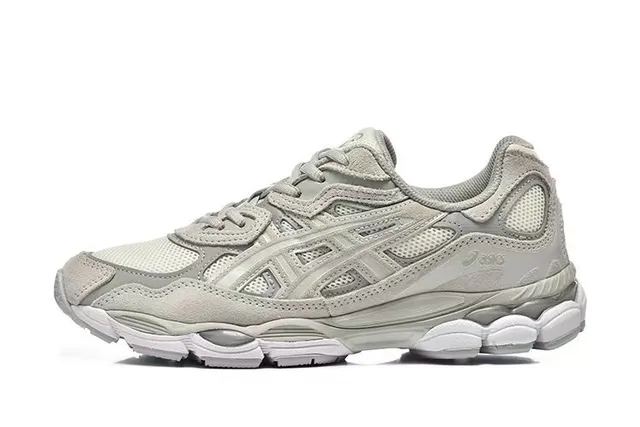 ASICS Cinza Branco Painéis de malha em jaula sintético en camadas Sapatos de corrida 2