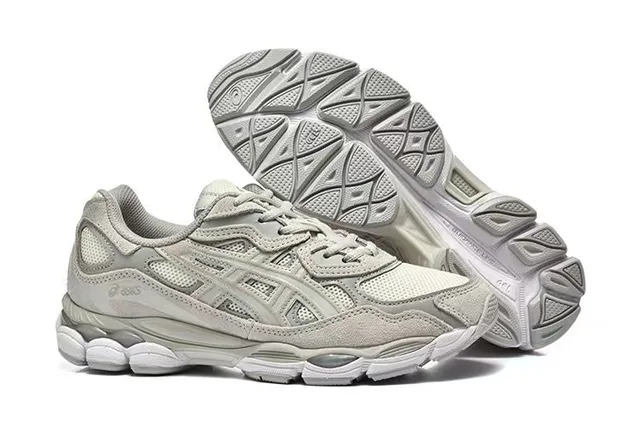 ASICS Cinza Branco Painéis de malha em jaula sintético en camadas Sapatos de corrida 4