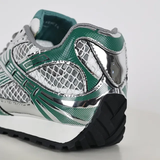 ASICS Green Silver Metallic Mesh Cage Forest Synthetic Overlays Running Shoes 4
