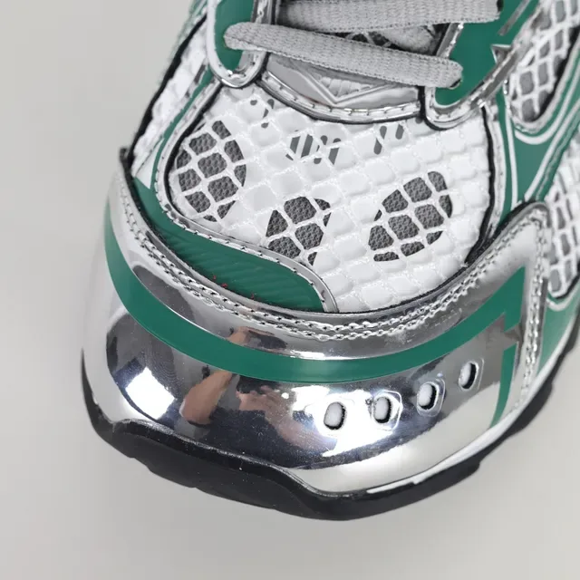 ASICS Green Silver Metallic Mesh Cage Forest Synthetic Overlays Running Shoes 5