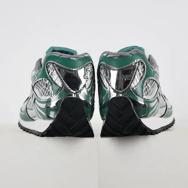 ASICS Green Silver Metallic Mesh Cage Forest Synthetic Overlays Running Shoes 8