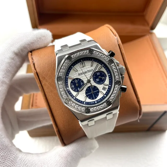 Audemars Piguet Royal Oak Offshore Chronograph White Dial Blue Subdials Mechanical Watch 7