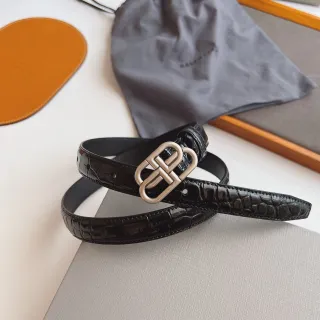 Balenciaga BB Belt Black Croc-Embossed Patent Leather Belt