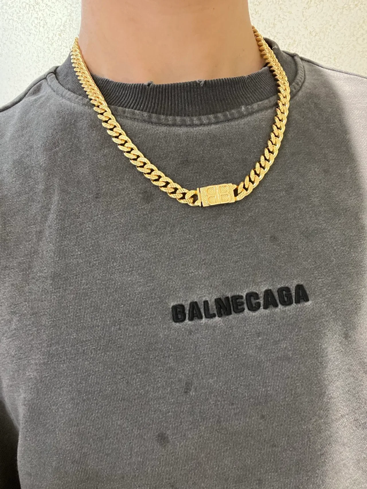 Balenciaga BB Chain Corrente de Ouro Grossa Curb Com Fecho Logo Colar 4