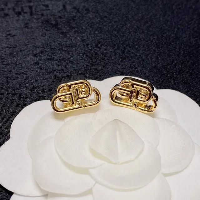 Balenciaga BB Ouro e Prata Interlocking Monogram Brincos de Metal Abierto 6
