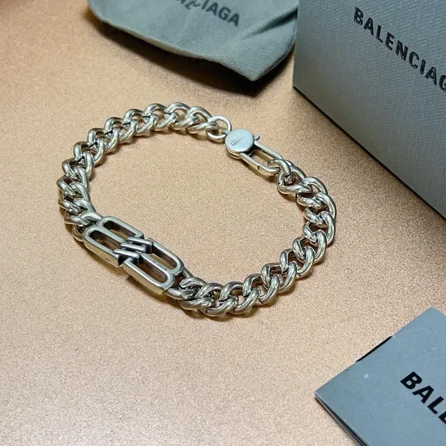 بالنسجاغا BB Lock سلسلة كيرب سميكة سوار فضي 9