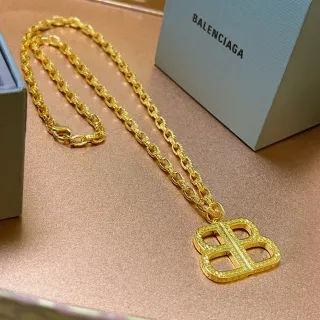 Balenciaga BB Logo 黄金纹理链条项链