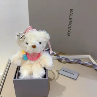 Bolso Balenciaga Beige Rosa Osito de Peluche Tricoteado Bufanda