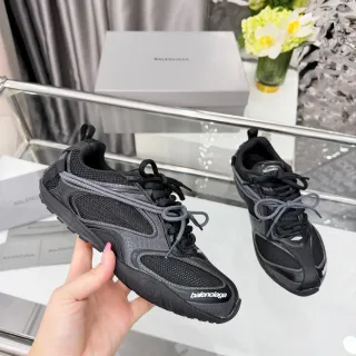 Balenciaga কালো ধূসর মেশ এবং সিন্থেটিক উপর নকশিত রাবার সোল লাইফস্টাইল স্নিকার