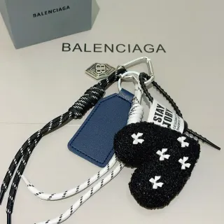 Balenciaga Black Navy Rope Lanyard Bouclé Charm Phone Accessory