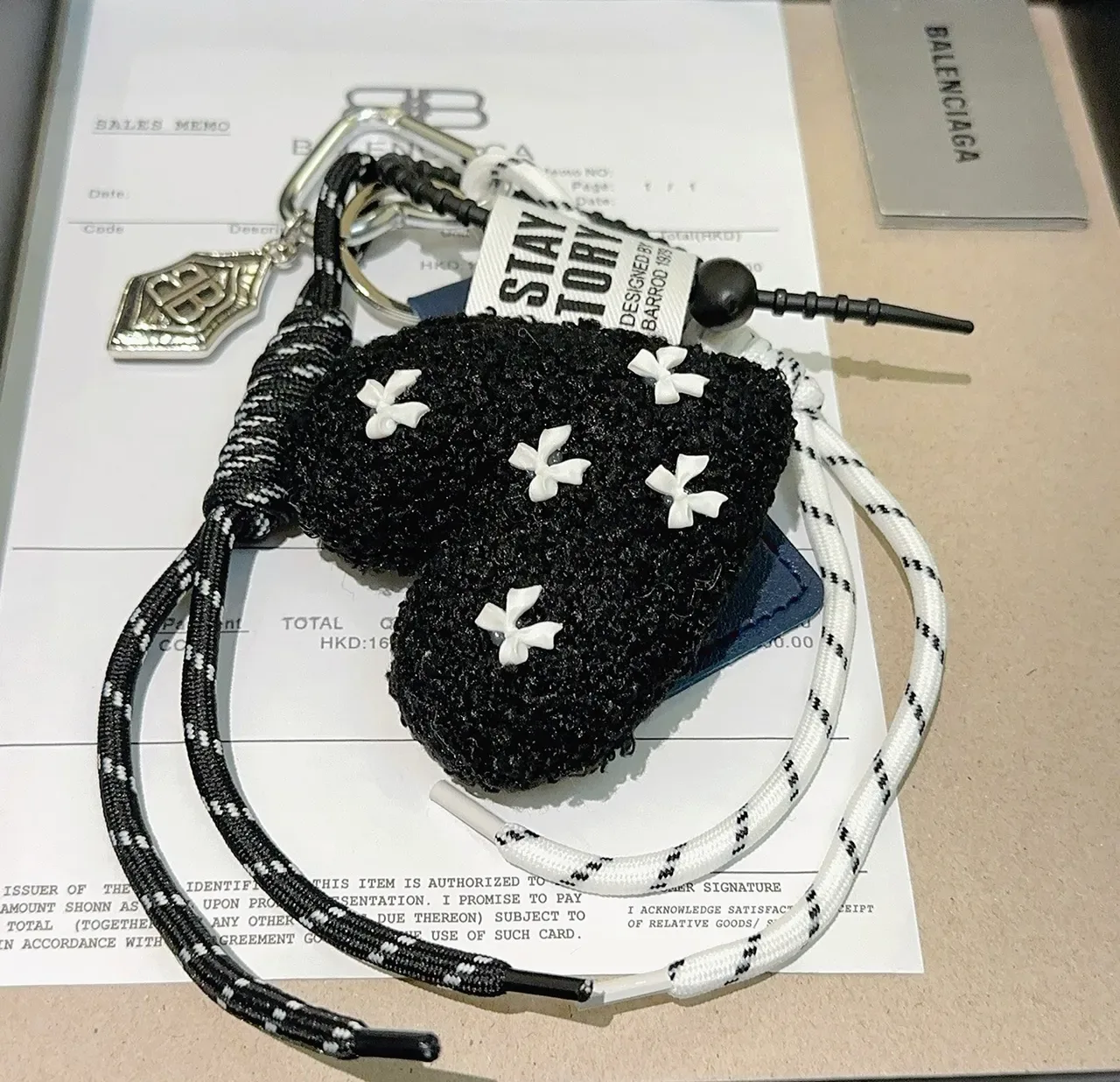 Balenciaga Black Navy Rope Lanyard Bouclé Charm Phone Accessory 4
