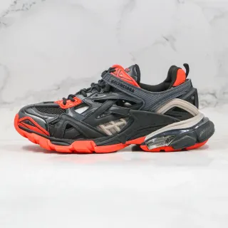 Balenciaga Tênis pretos laranja upper jaula multicamadas sola esculpida chunky sneakers