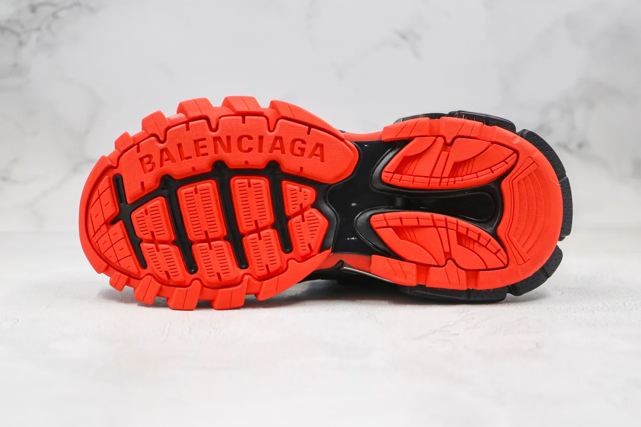 Balenciaga Black Orange Multi-Layered Cage Upper Sculpted Sole Chunky Sneakers 2