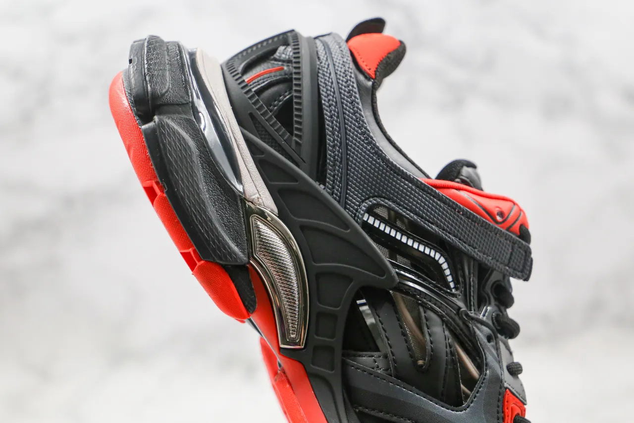 Balenciaga Black Orange Multi-Layered Cage Upper Sculpted Sole Chunky Sneakers 4