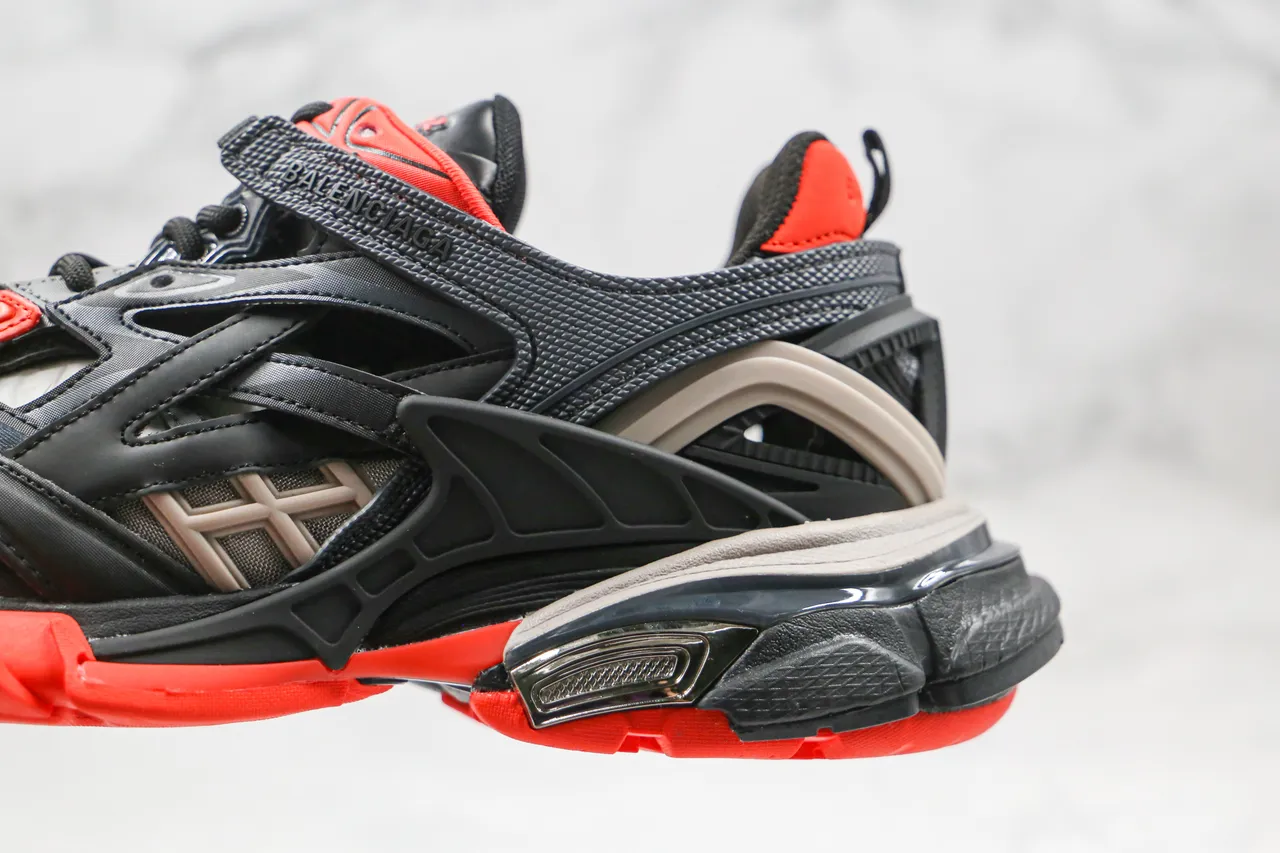 Balenciaga Black Orange Multi-Layered Cage Upper Sculpted Sole Chunky Sneakers 6