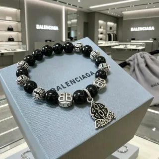 Balenciaga سوار أسود فضي خرز مرن