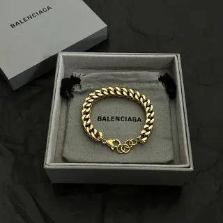 Balenciaga Pulsera Cadena Curb Link Oro Gris Pulido