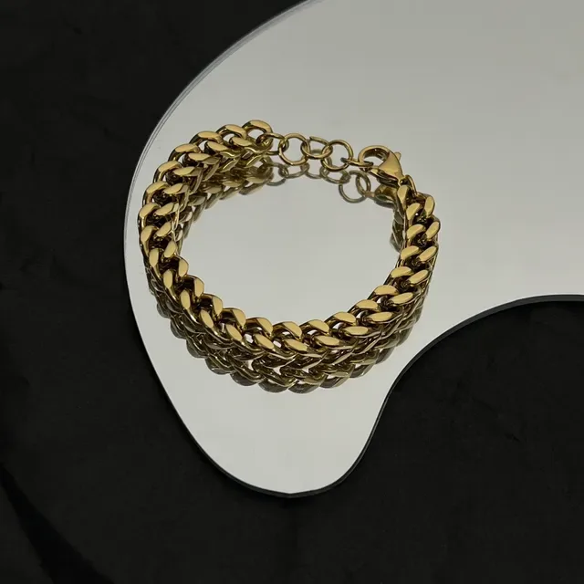 Balenciaga Bracelet Chaîne Curb Link Or Gris Poli 3
