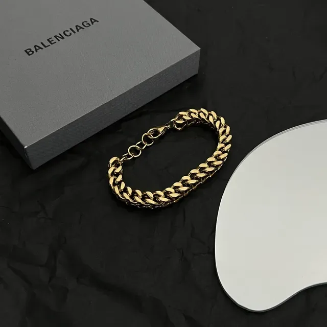 Balenciaga Bracelet Chaîne Curb Link Or Gris Poli 4