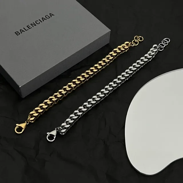Balenciaga Bracelet Chaîne Curb Link Or Gris Poli 5