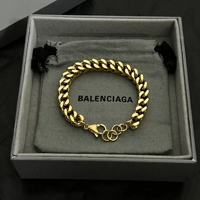 Balenciaga Bracelet Chaîne Curb Link Or Gris Poli 6