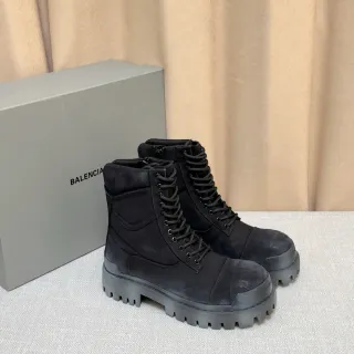 Balenciaga Defender Black Suede and Leather Combat Work Boots