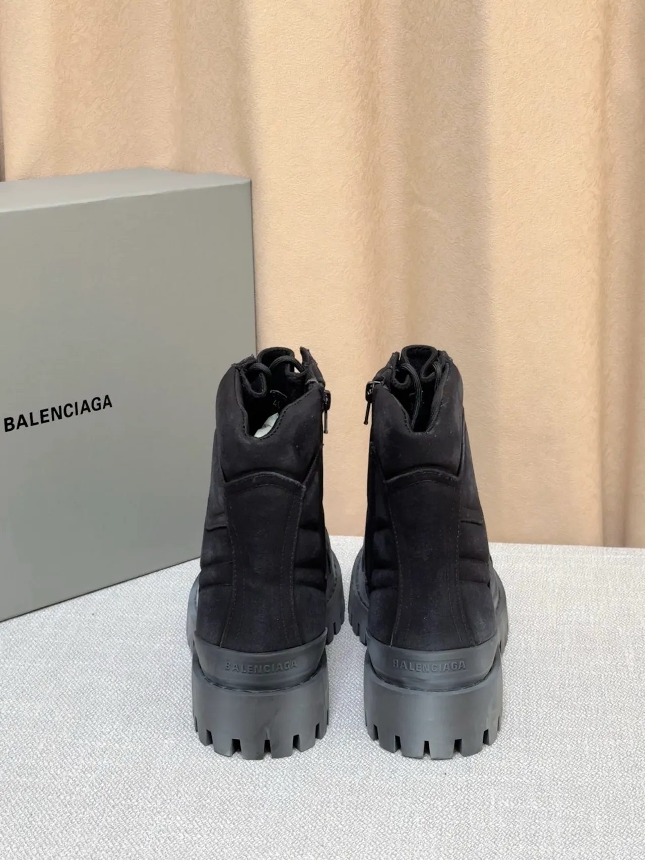 Balenciaga Defender Black Suede and Leather Combat Work Boots 4