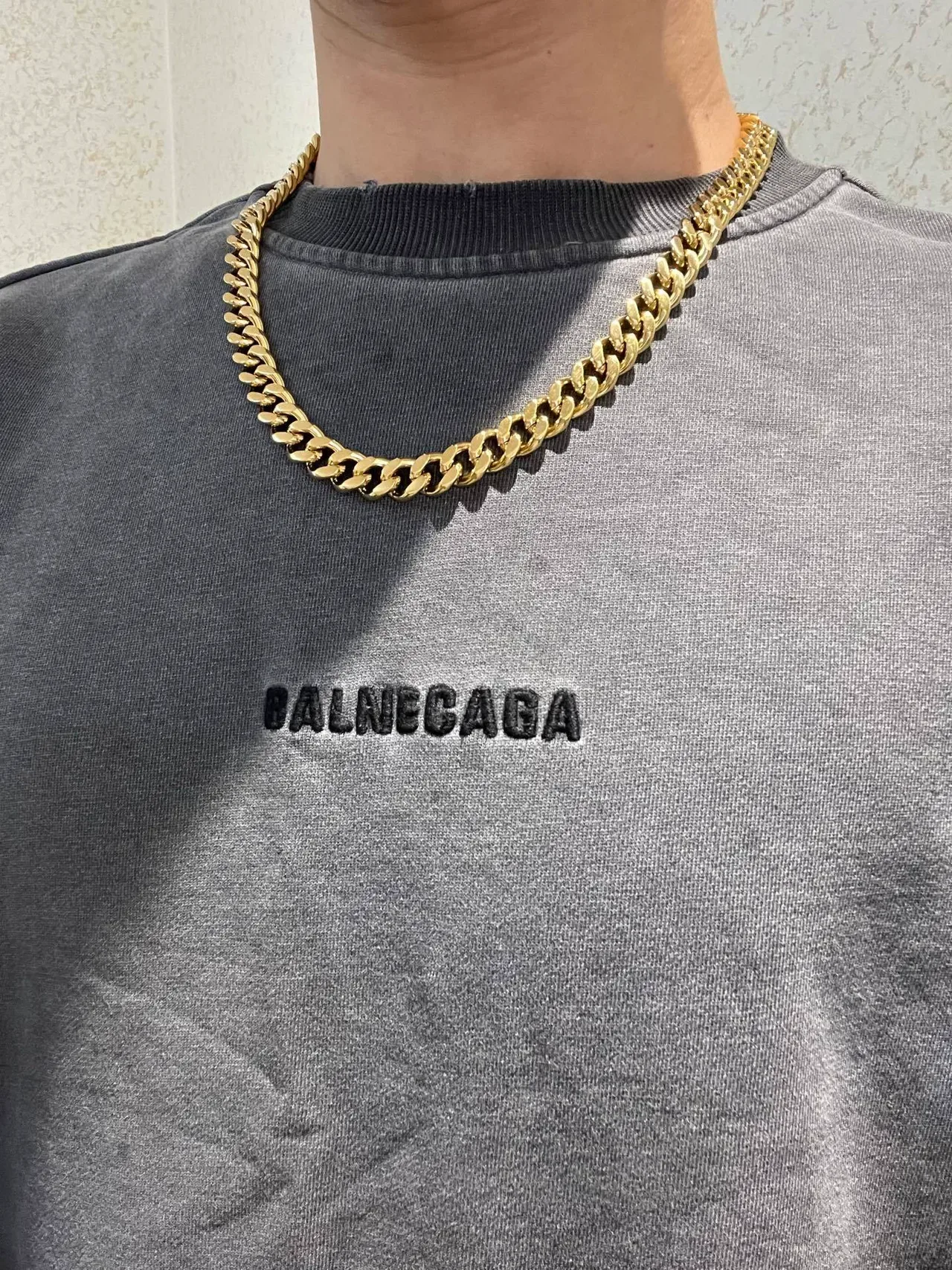 Balenciaga Colar Corrente Curb-Link de Ouro Broche de Pedras Pavé 2