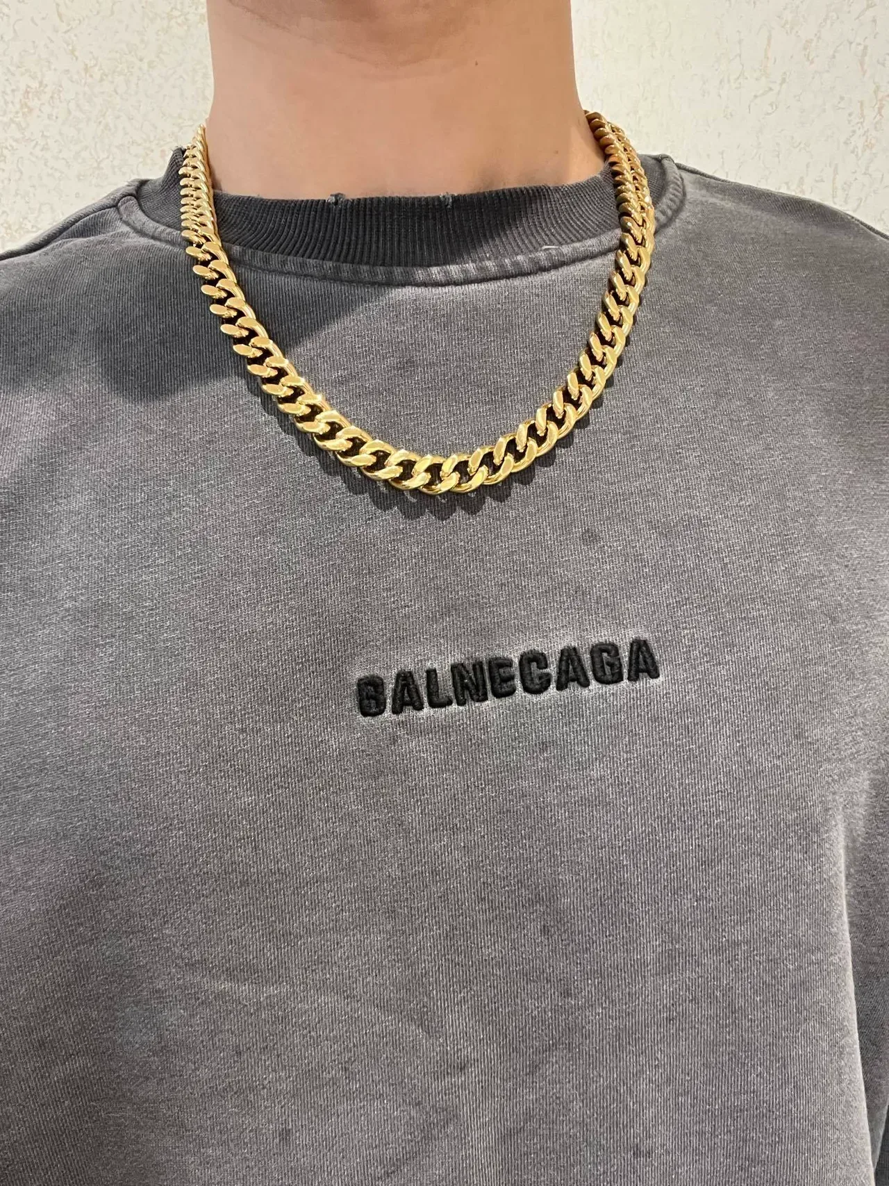 Balenciaga Colar Corrente Curb-Link de Ouro Broche de Pedras Pavé 3