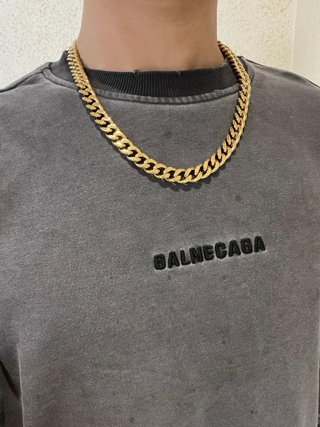 Balenciaga Colar Corrente Curb-Link de Ouro Broche de Pedras Pavé 9