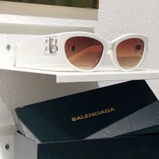 Balenciaga Hourglass White Acetate Cat-Eye Sunglasses