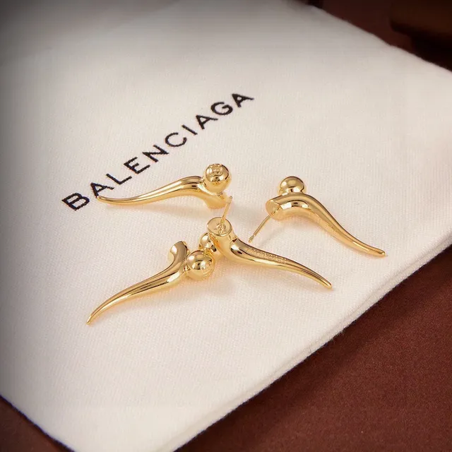 Balenciaga شكل إنسان ذهب فضة مجرد شكل بشري ظل كروي تفاصيل الرأس أقراط 5