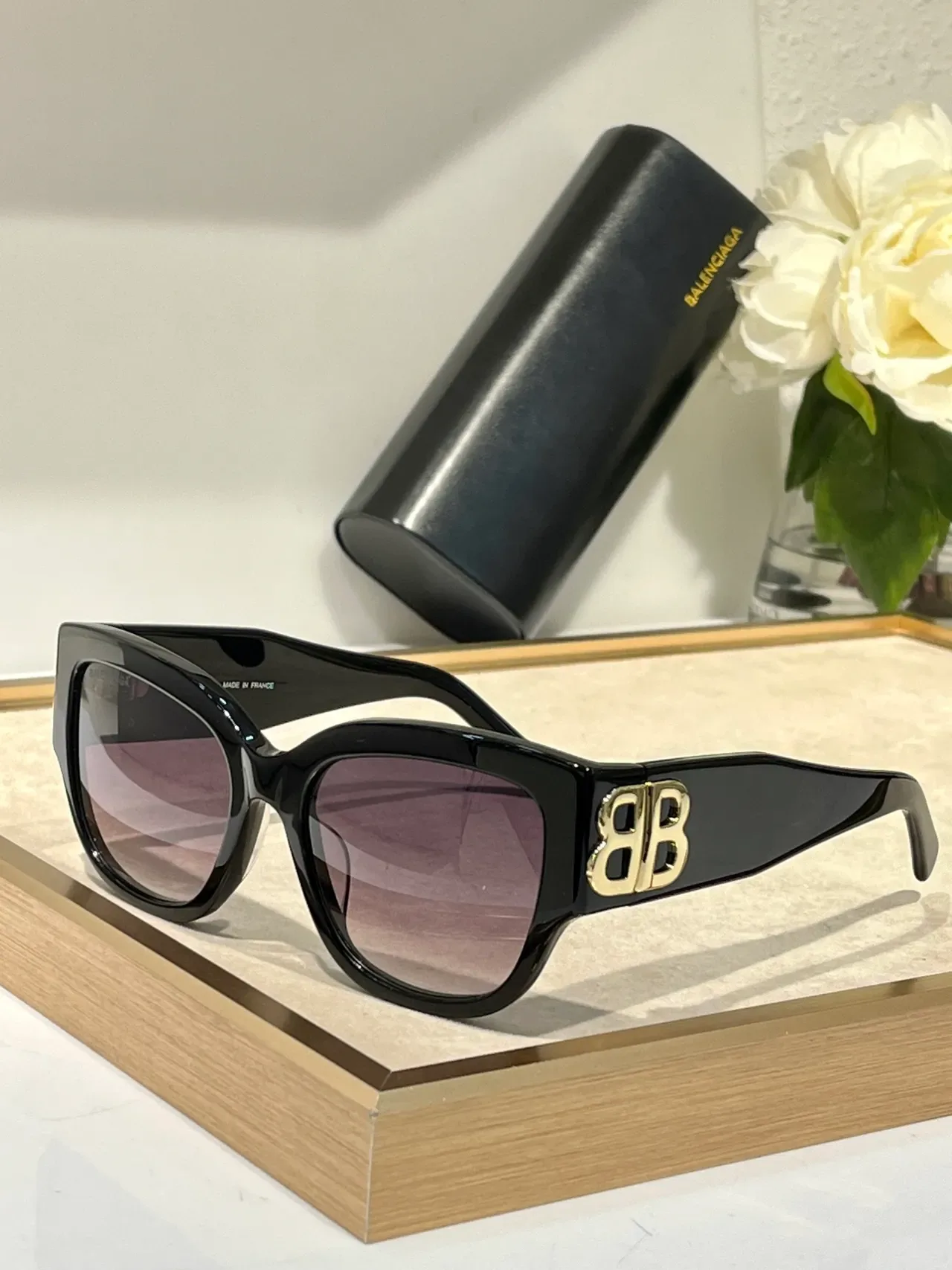 Balenciaga Le Cagole Coral Pink Gold Logo Sunglasses 9